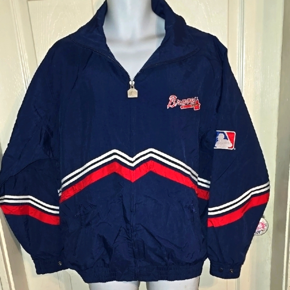 Navy Braves Jacket with Red and White Accents